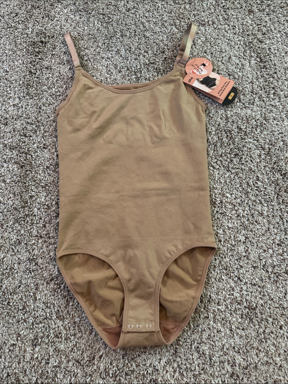 Shapermint Womens size Small Seamless One-Piece Bodysuit in Tan